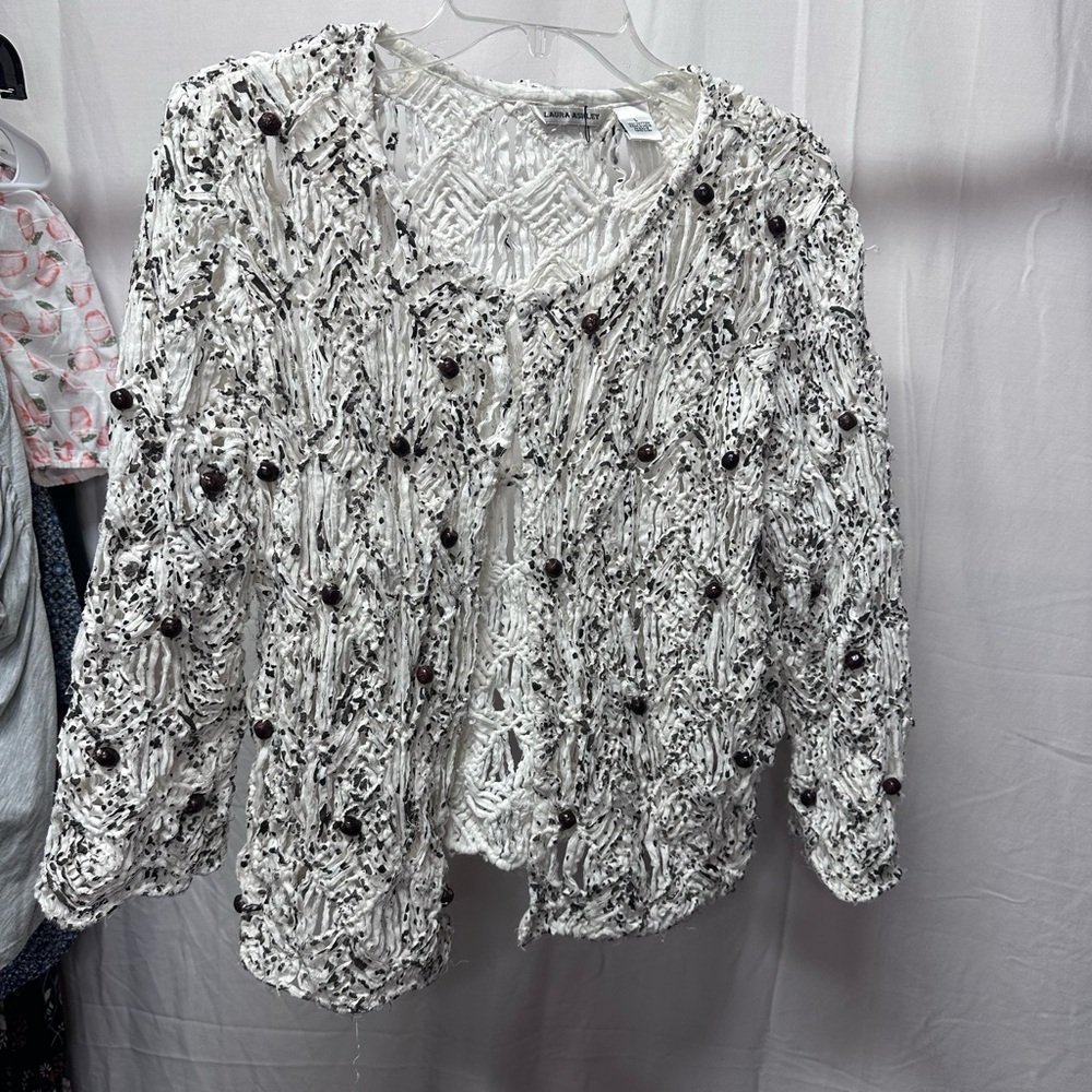 Laura Ashley Black and White Textured Blouse